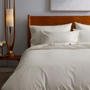 NWOT Classic Organic Percale Duvet Cover Set Queen (Sand)